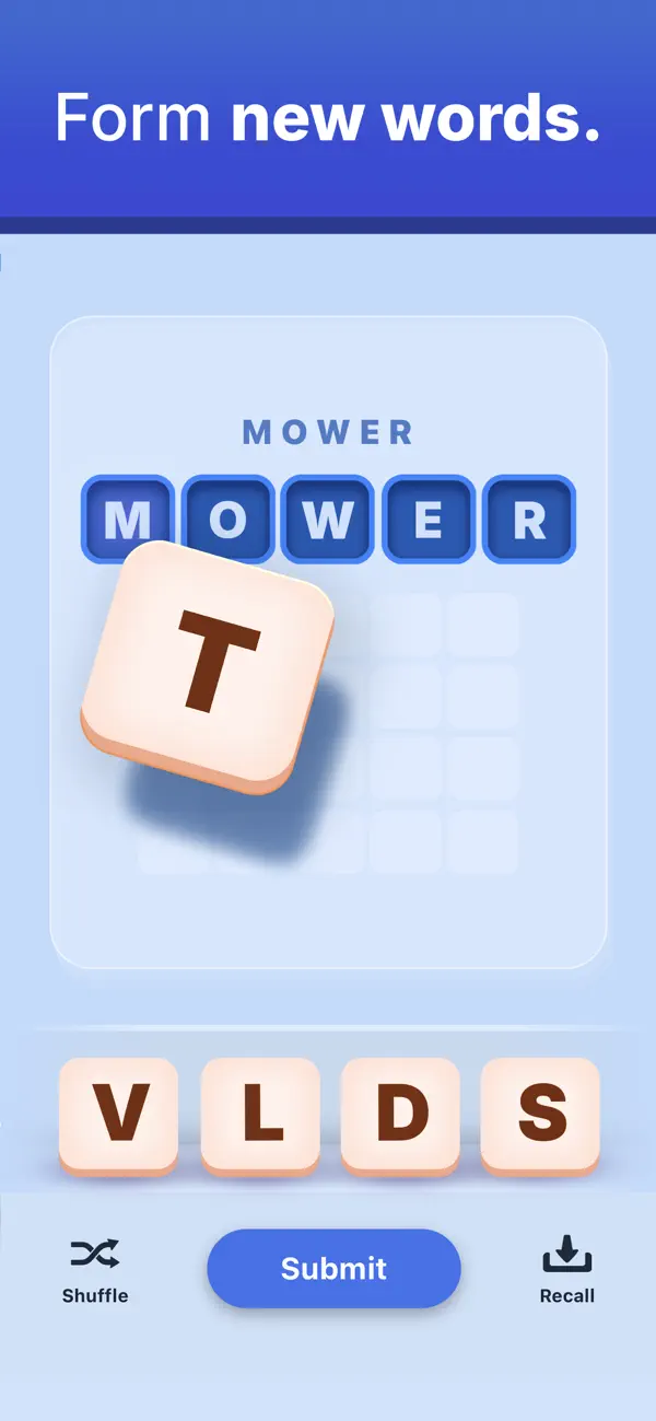 Daily Reword gameplay screenshot showing word building