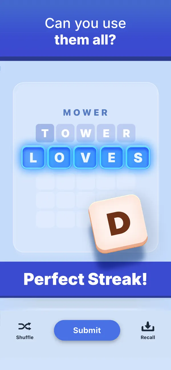 Daily Reword gameplay screenshot showing results